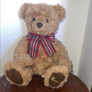 HARRODS Vintage Teddy Bear With Plaid Bow